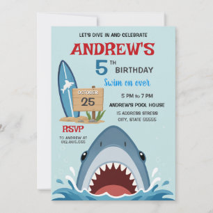 Personal Jawsome Shark Birthday Party Invitation