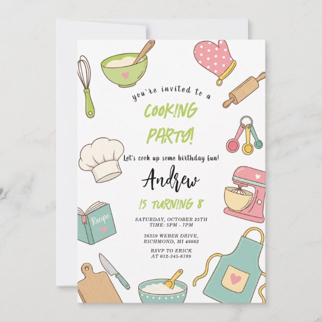 Personal Junior Chef Cooking Birthday  Invitation (Front)