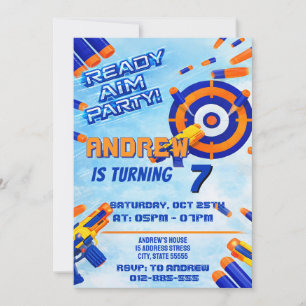 Personal Kids Nerf Dart Birthday Invitation
