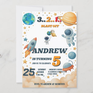 Personal Kids Outer Space Digital Birthday Invitation