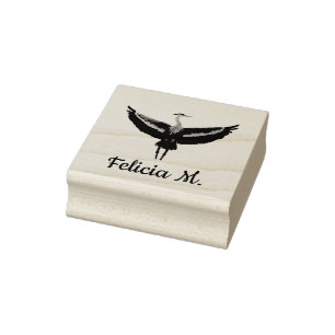 Personal Library Artistic Bird Heron Rubber Stamp