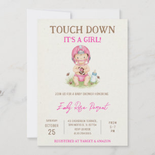 Personal Little Baby Girl Football Baby Shower Invitation