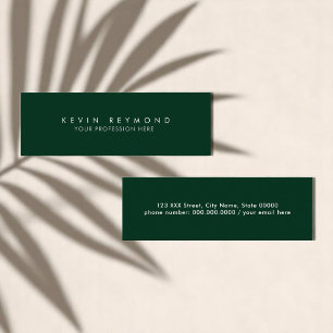Personal Minimal Basic Simple Professional Green Mini Business Card