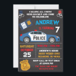 Personal Modern Kids' Police Theme Birthday  Invitation<br><div class="desc">Personal Modern Kids' Police Theme Birthday Invitation! Designed for young fans of law enforcement, this stylish invitation features vibrant police-themed graphics, including badges, patrol cars, and playful elements that capture the excitement of being a police officer. Customizable with your event details, it’s a fantastic way to invite guests to a...</div>