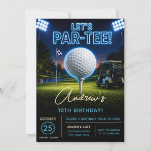 Personal modern Neon Golf Birthday Invitation