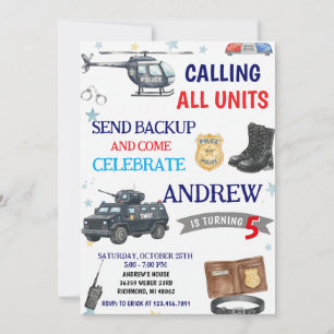 Personal Modern Police Officer birthday invitation