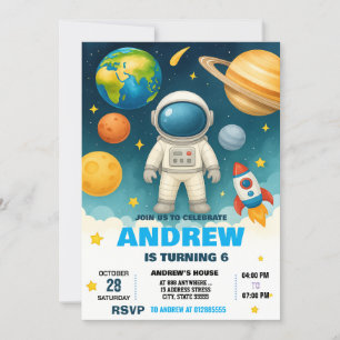 Personal Modern Space Astronaut Birthday Invitation