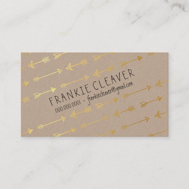 PERSONAL MODERN trendy arrow pattern gold foil Business Card (Front)