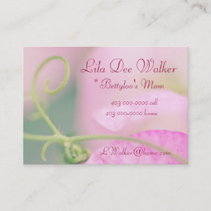 Personal Mommy Card; Pink Sweet Pea flower floral Calling Card