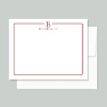 Personal Monogram Initial Stationery Dark Red Card<br><div class="desc">This design features a thin double border with space for a monogram and name/text at the top. Click the customize button if you would like to adjust the design elements and/or further modify the text! Variations of this design, additional colours, as well as coordinating products are available in our shop,...</div>