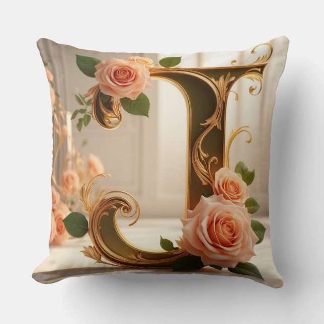 🌷 Personal Monogram Letter J Decor 🌼 Throw Pillow (Front)
