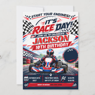 Personal Morden Go Kart Birthday invitation