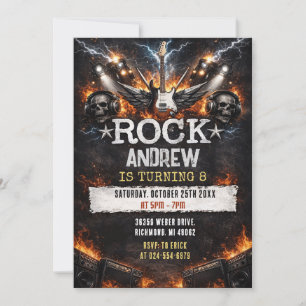 Personal Music Rock & Roll Star Birthday Invitatio Invitation