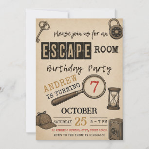 Personal Mystery Escape Room birthday Invitation