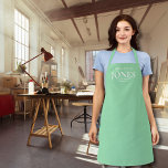 Personal Name Brand Business Logo Modern Green Apron<br><div class="desc">Create your own business office accessories whilst reinforcing your personal brand. This apron with personal brand logo was made for the creative, self employed business entrepreneurs. It is a professional yet modern and simple featuring your name, last name and business type. Modern mint green background provides contrast to the white...</div>