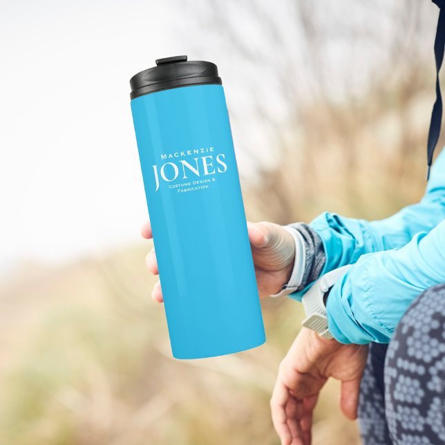 Personal Name Brand Business Logo Modern Turquoise Thermal Tumbler (Creator Uploaded)