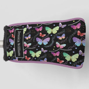 Personal Name Elegant Purple Bright Butterflies Golf Head Cover