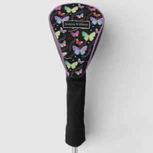 Personal Name Elegant Purple Bright Butterflies Golf Head Cover