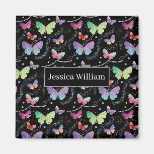 Personal Name Elegant Purple Bright Butterflies    Magnet