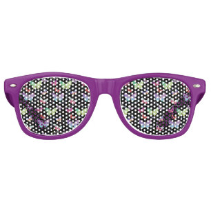 Personal Name Elegant Purple Bright Butterflies Retro Sunglasses