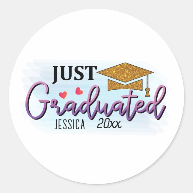 Personal Name Just graduated 2023  Classic Round Sticker (Front)