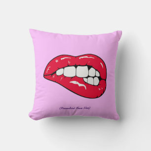 Personal Name Lips Hot Pink Girl Throw Pillow