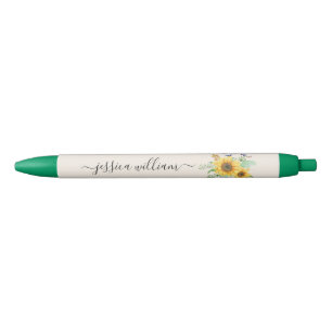 Personal Name  sunflower spring  Black Ink Pen