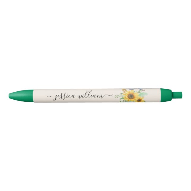 Personal Name  sunflower spring  Black Ink Pen (Front)