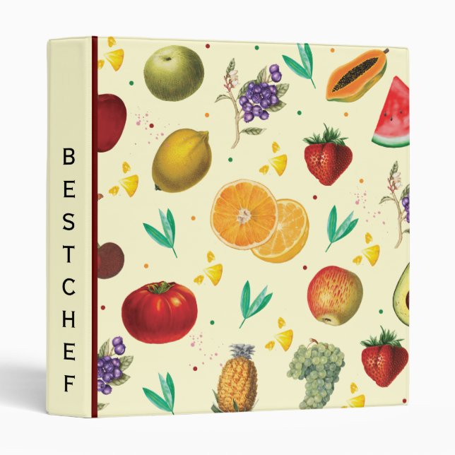 Personal Name Tropical Fruit And Vegetable Binder (Front/Spine)