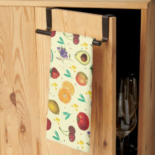 Personal Name Tropical Fruit And Vegetable Kitchen Towel