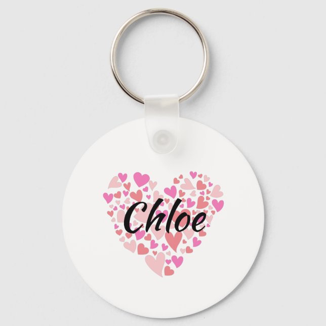 Personal Name with hearts   Keychain (Front)