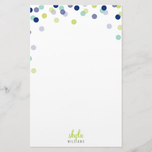 PERSONAL NOTE cute bright confetti blue lime mint Stationery