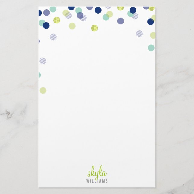 PERSONAL NOTE cute bright confetti blue lime mint Stationery (Front)
