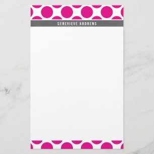 PERSONAL NOTE cute large polka dot bright hot pink Stationery