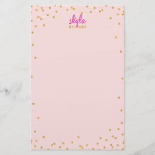 PERSONAL NOTE mini spot confetti gold glitter pink Stationery