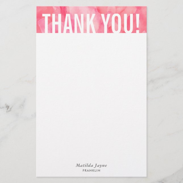 PERSONAL NOTE plain bold block pretty coral pink Stationery (Front)