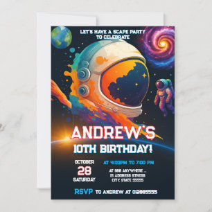 Personal Outer Space Rocket Ship Birthday Invitation