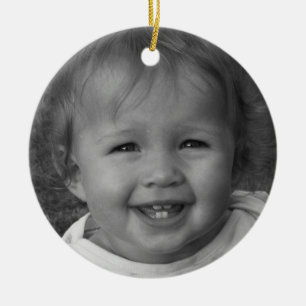 Personal Photo and Custom Text Red Beams Ceramic Ornament