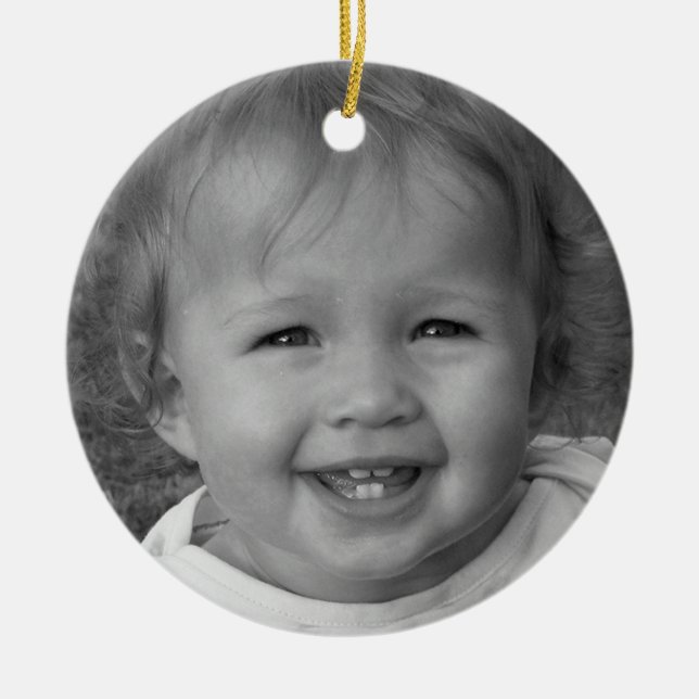 Personal Photo and Custom Text Red Ceramic Ornament (Front)