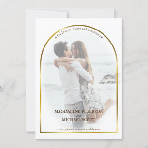 Personal Photo Gold Arch Frame Wedding Invitation