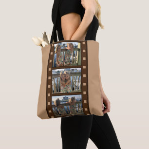 Personal Photo Retro Film Strip Tan Tote