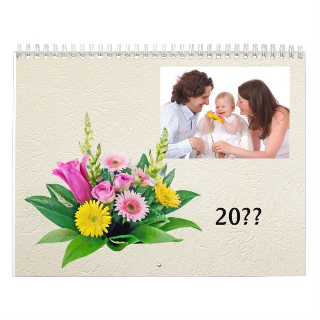 Personal Photos with small Frame and Flowers Calendar (Cover)