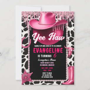Personal Pink Cowgirl Birthday Invitation