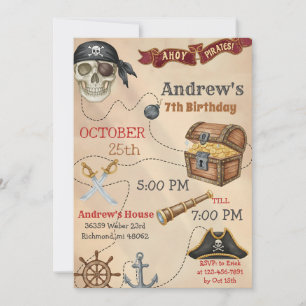 Personal Pirate Birthday Party Invitation Card