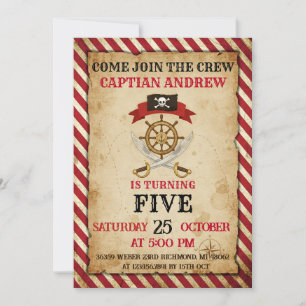 Personal Pirate Birthday Party Invitation Card