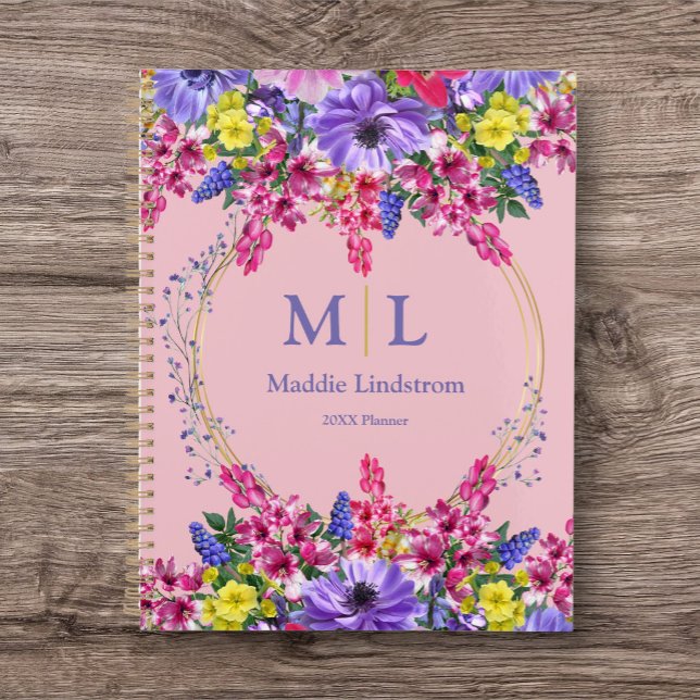 Personal Planner Floral Design  (Personalize your Yearly Planning Journal. Great idea for a custom gift.)