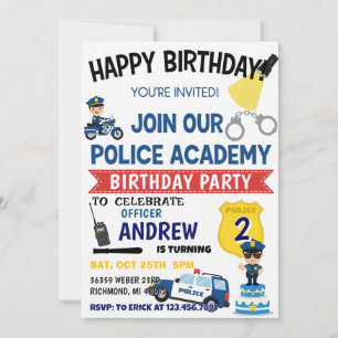 Personal Police Cop Party birthday invitation