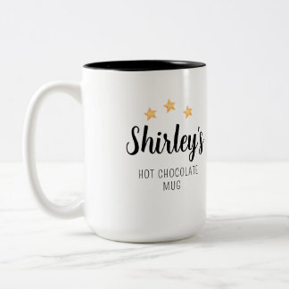 Personal Pretty Floral and Stars Hot Chocolate  Two-Tone Coffee Mug
