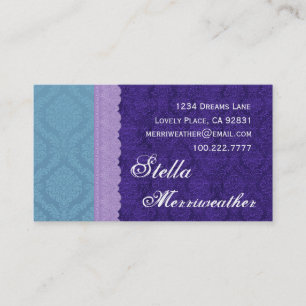 Personal Purple Damask and Lace V26 Business Card