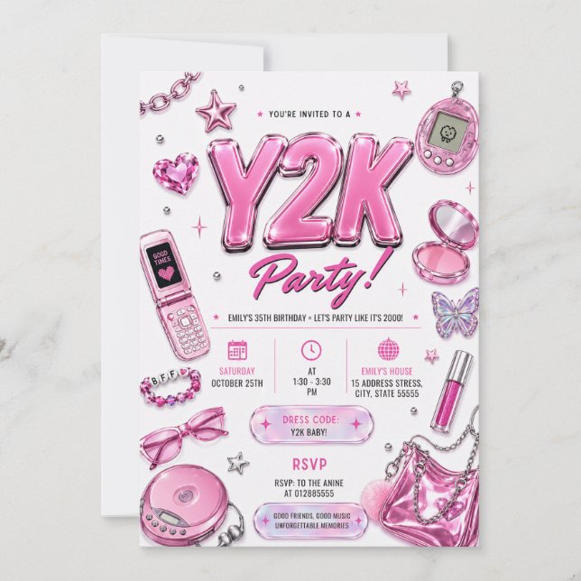 Personal Retro Y2K Birthday Invitation (Front)